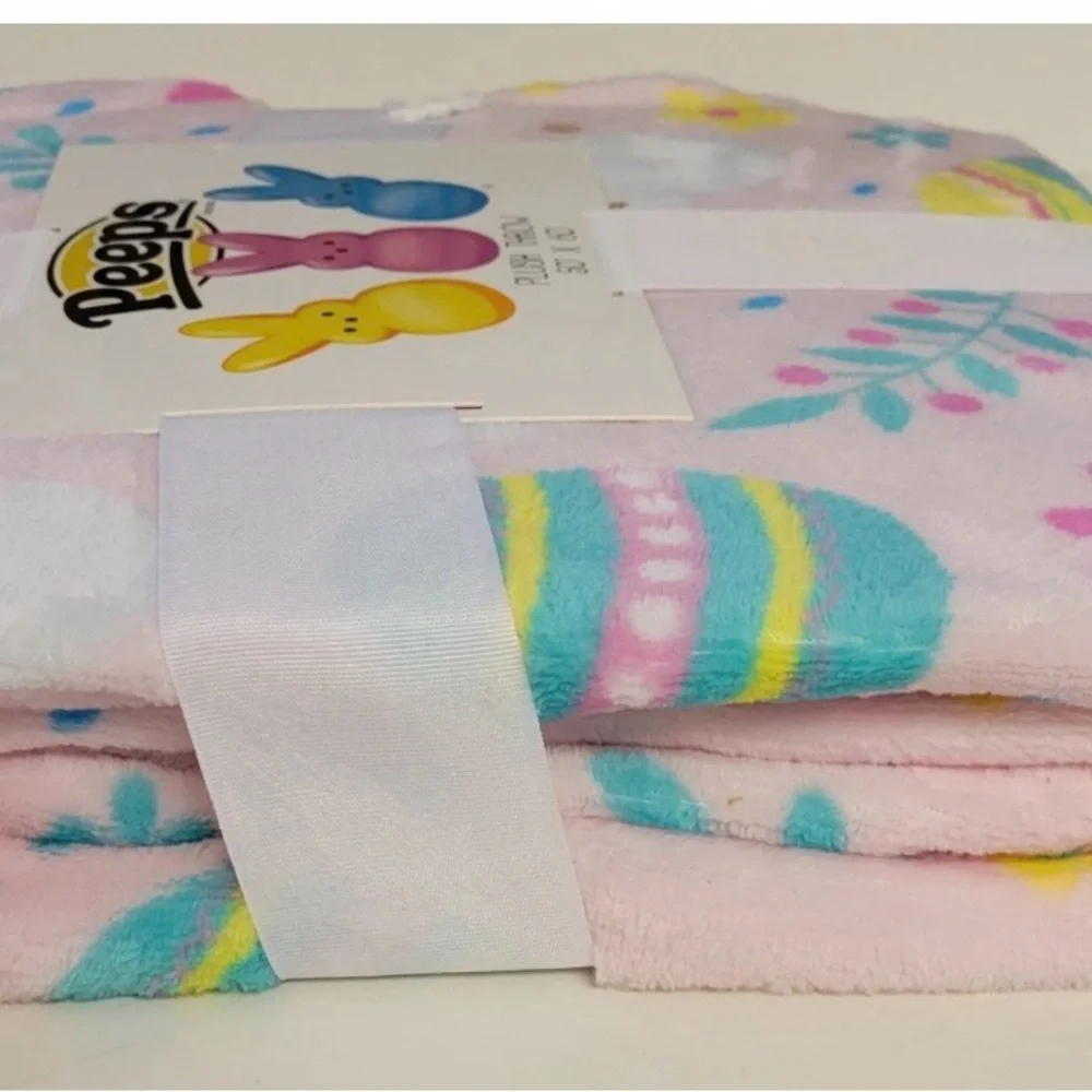 PEEPS Pink Easter Bunny Plush Throw Blanket 50